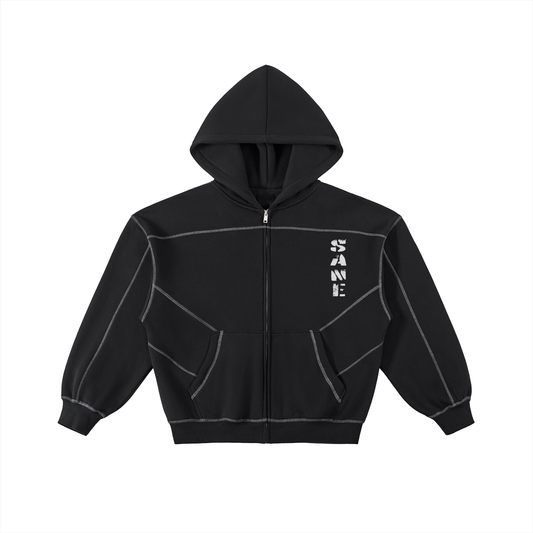 SANE Contrast-Stitched Boxy Zip Hoodie