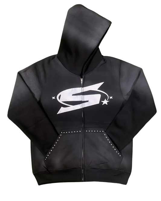 Sane Minded Rhinestone Zip Up